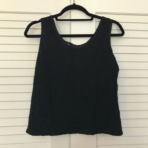 VINTAGE Black Lace Tank with Sheer Back